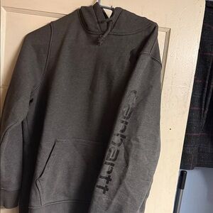 Carhartt Dark Gray Hoodie with Sleeve Logo